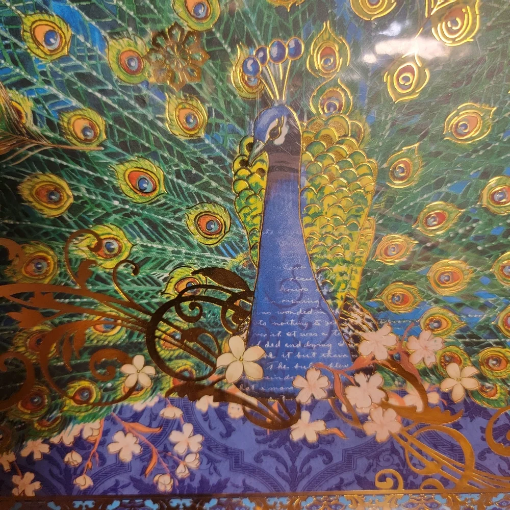 New Pier 1 Peacock Placemats 12 Count Die-Cut Gold Foil Paper Table Décor 14X11